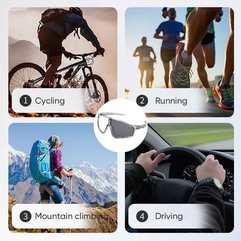 Photochromic UV Protection Sports Sunglasses for Hiking & Cycling