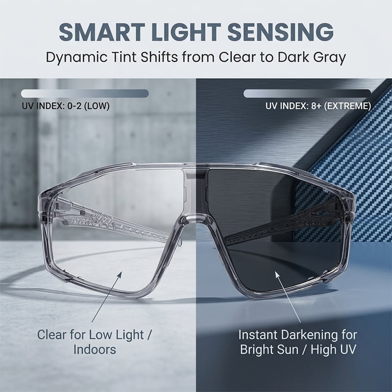 Photochromic UV Protection Sports Sunglasses for Hiking & Cycling